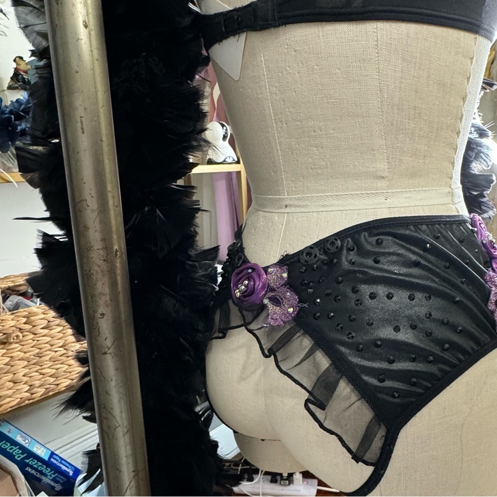SOLD Showgirl Burlesque Costume lingerie with feather bustle - Picture 10 of 10